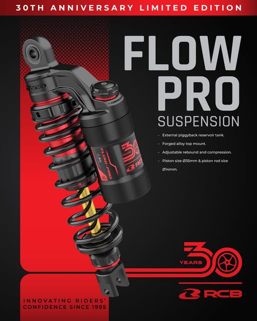 RCB SHOCK ABSORBER FLOW PRO NMAX / AEROX 305MM - 30TH ANNIVERSARY | Bike Security Lebanon