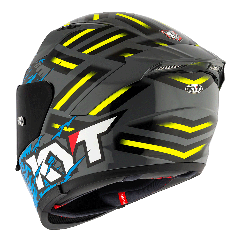 KYT Striker Flaming Grey Blue Full-Face Motorcycle Helmet | Bike Security Lebanon