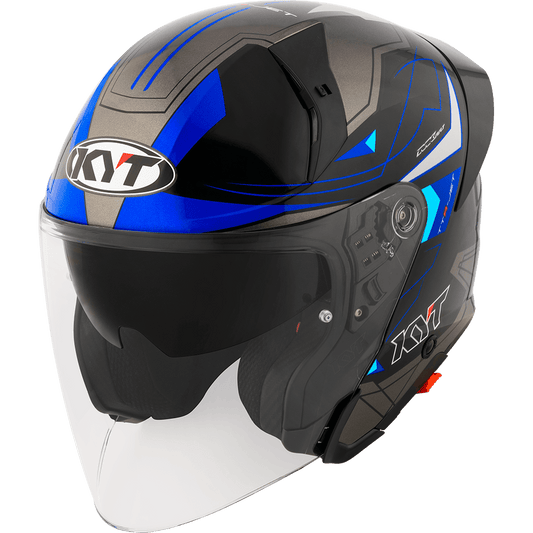 KYT TTR JET LED BLACK/BLUE | Bike Security Lebanon