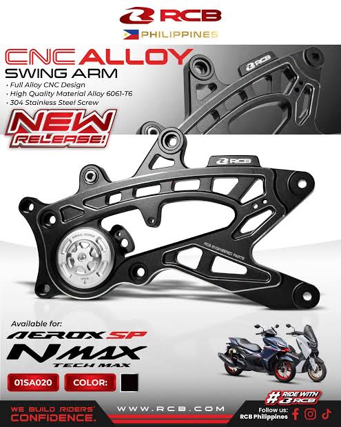 RCB CNC Alloy Swing Arm NMAX V2 Black | Official RCB Distributor in Lebanon - Bike Security