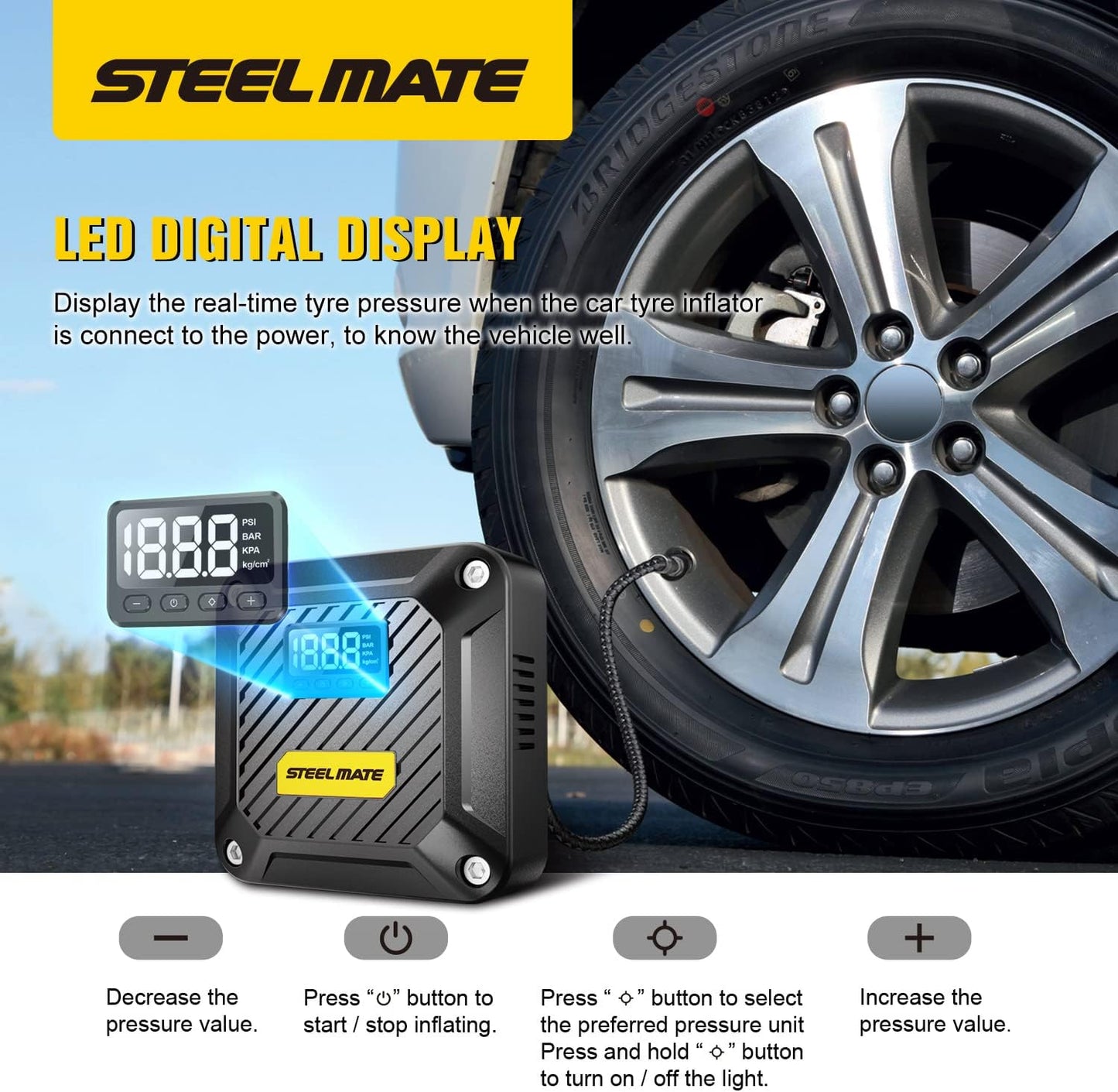 STEELMATE Digital Tire Inflater T5 Lebanon international shipping
