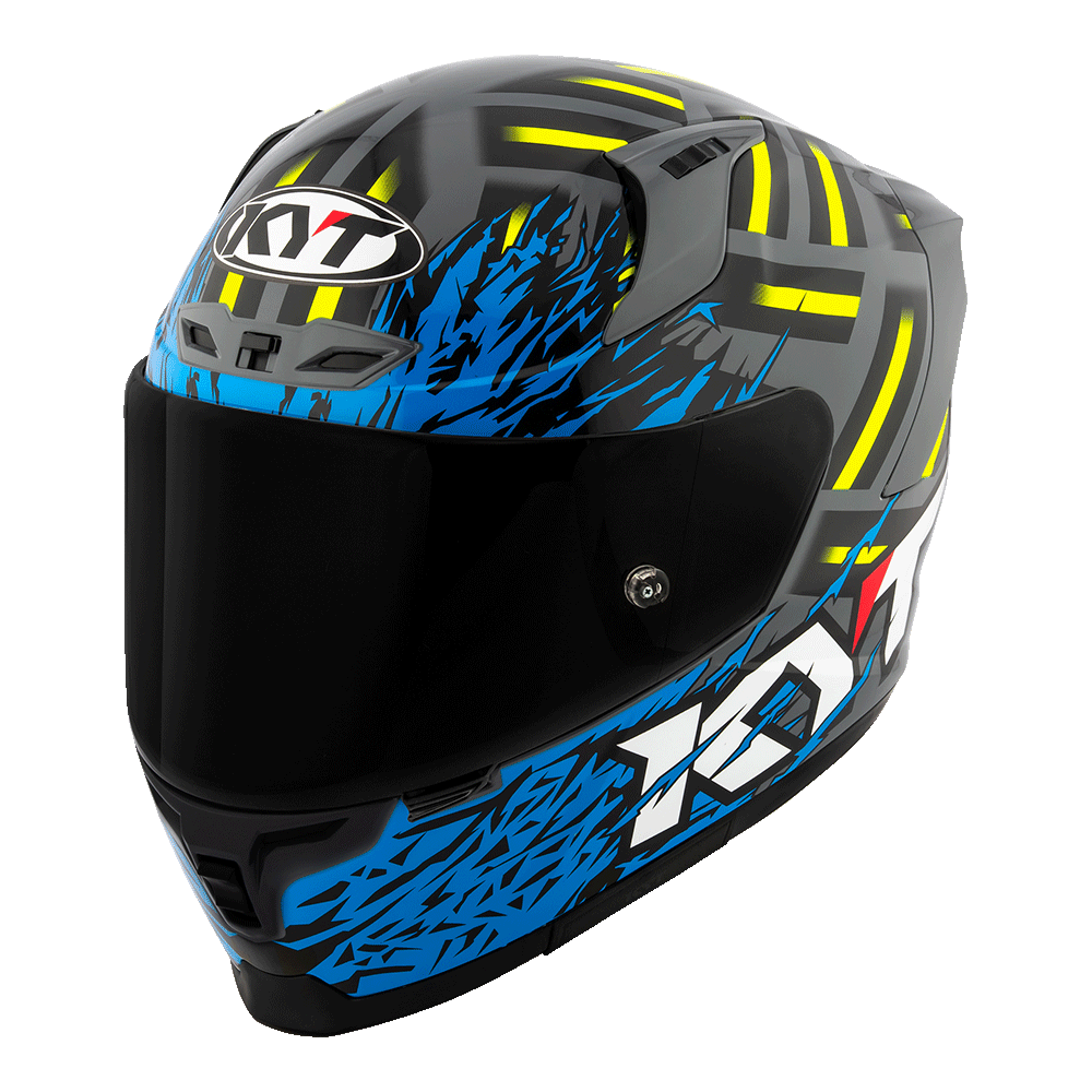 KYT Striker Flaming Grey Blue Full-Face Motorcycle Helmet | Bike Security Lebanon