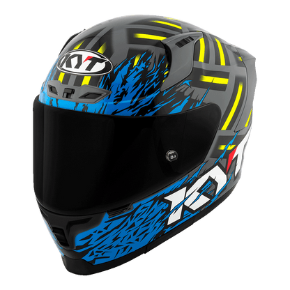 KYT Striker Flaming Grey Blue Full-Face Motorcycle Helmet | Bike Security Lebanon