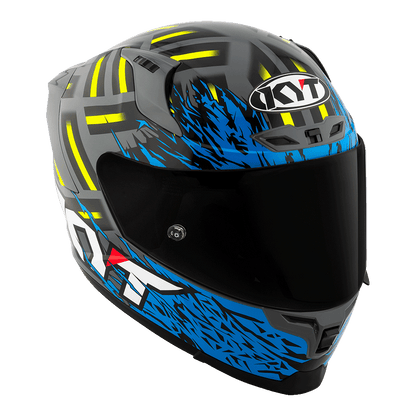 KYT Striker Flaming Grey Blue Full-Face Motorcycle Helmet | Bike Security Lebanon