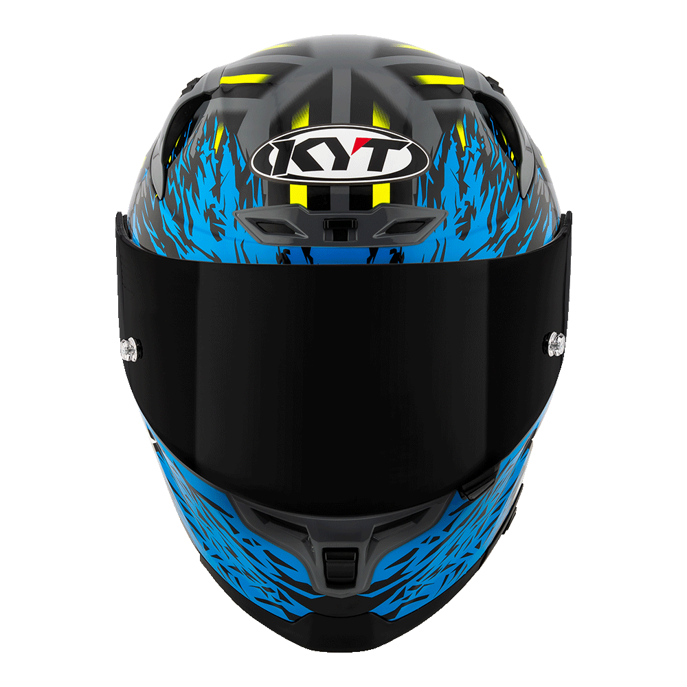 KYT Striker Flaming Grey Blue Full-Face Motorcycle Helmet | Bike Security Lebanon