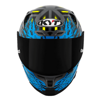 KYT Striker Flaming Grey Blue Full-Face Motorcycle Helmet | Bike Security Lebanon