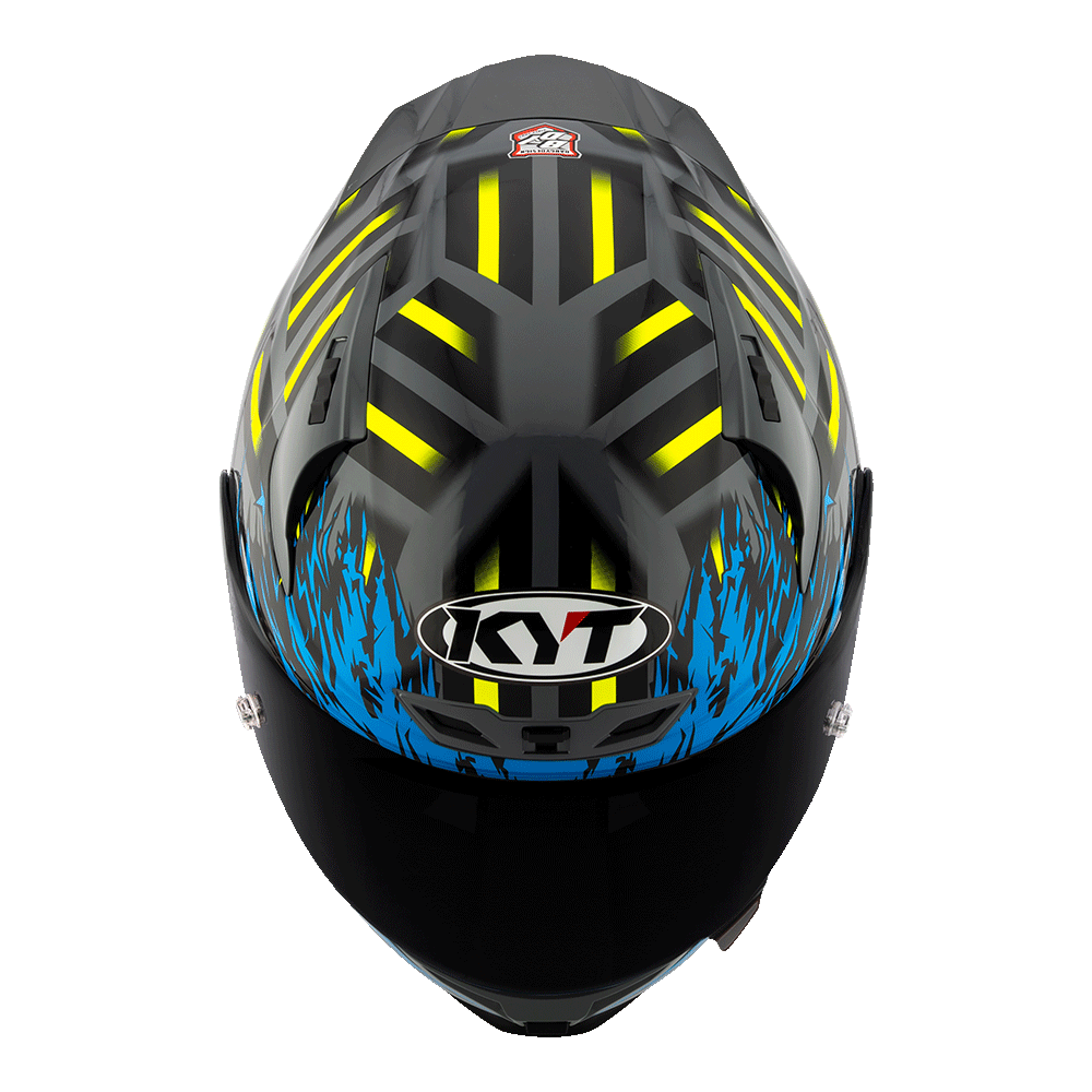 KYT Striker Flaming Grey Blue Full-Face Motorcycle Helmet | Bike Security Lebanon