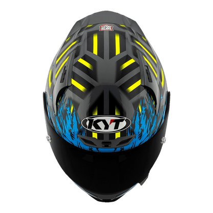 KYT Striker Flaming Grey Blue Full-Face Motorcycle Helmet | Bike Security Lebanon