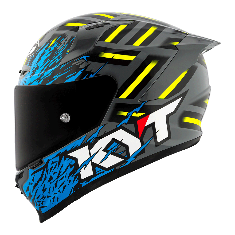 KYT Striker Flaming Grey Blue Full-Face Motorcycle Helmet | Bike Security Lebanon