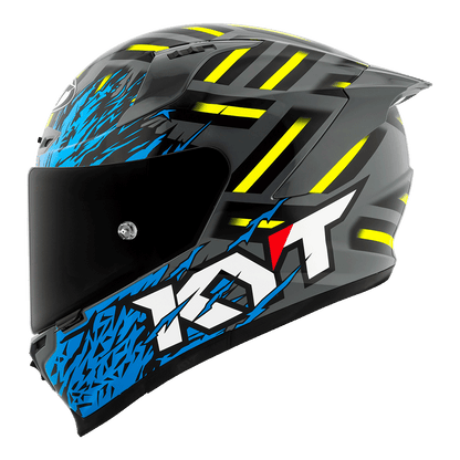 KYT Striker Flaming Grey Blue Full-Face Motorcycle Helmet | Bike Security Lebanon