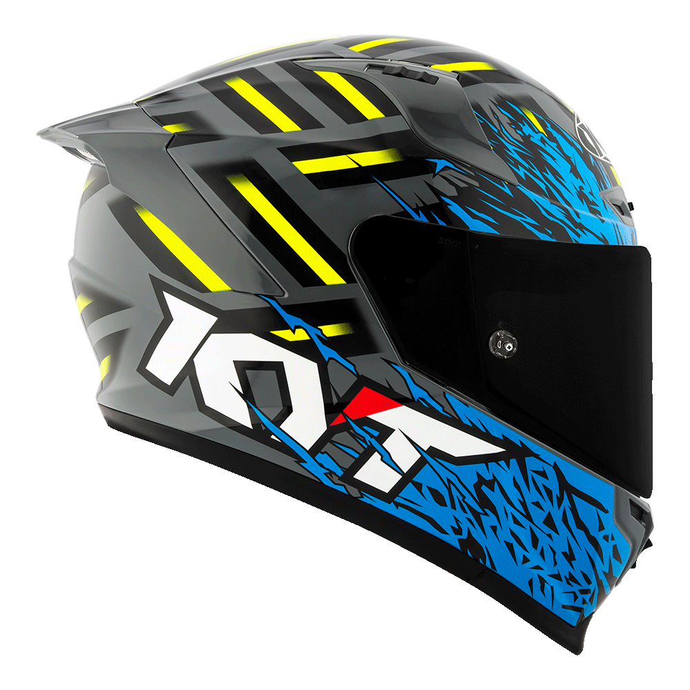 KYT Striker Flaming Grey Blue Full-Face Motorcycle Helmet | Bike Security Lebanon