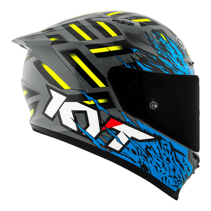KYT Striker Flaming Grey Blue Full-Face Motorcycle Helmet | Bike Security Lebanon