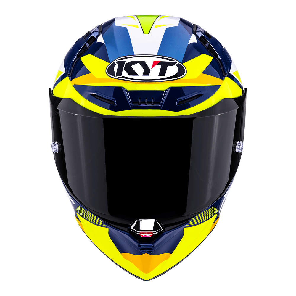 KYT R1R Diamond Blue/Yellow Full-Face Helmet