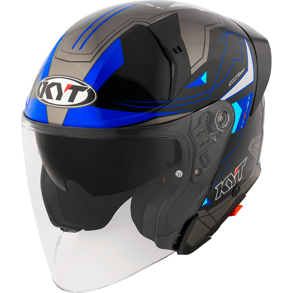 KYT TTR JET LED BLACK/BLUE | Bike Security Lebanon