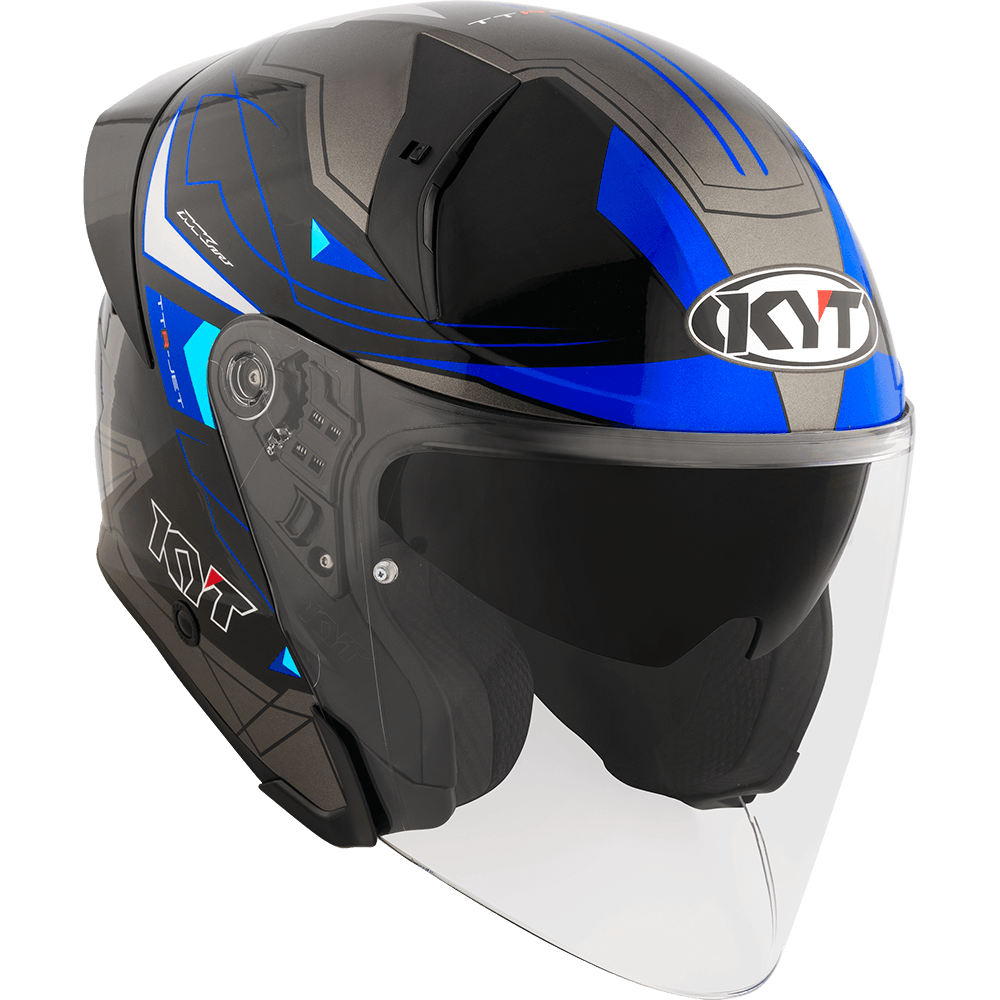 KYT TTR JET LED BLACK/BLUE | Bike Security Lebanon