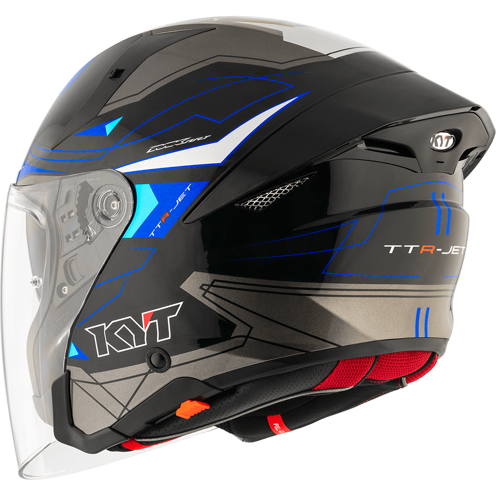 KYT TTR JET LED BLACK/BLUE | Bike Security Lebanon