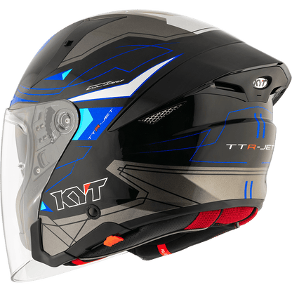 KYT TTR JET LED BLACK/BLUE | Bike Security Lebanon