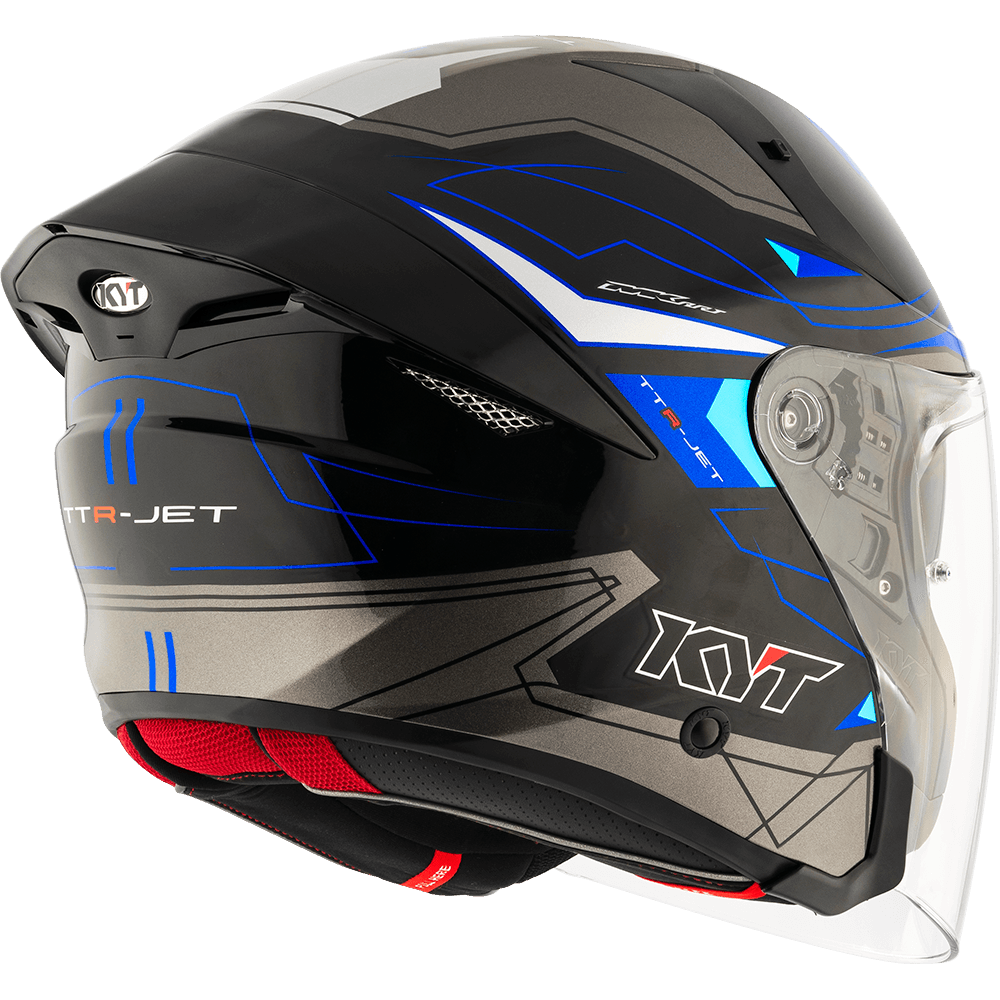 KYT TTR JET LED BLACK/BLUE | Bike Security Lebanon
