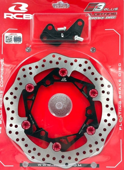 RCB STEEL FLOATING BRAKE DISC E3+ SERIES NMAX 260MM - BLACK/BLUE (WITH BRACKET) | Bike Security Lebanon
