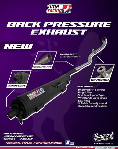 UMA BACK PRESSURE EXHAUST PIPE STL STEEL - NVX V2/V3 NMAX V2/V3 | Bike Security Lebanon